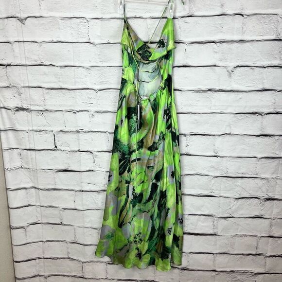 Topshop Women's Size 10 Green Floral Cami Slip Midi Dress - Picture 6 of 9